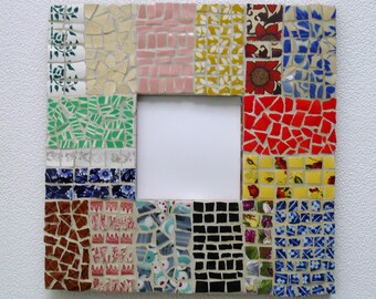 Miroir en mosaïque façon patchwork - handmade mosaic mirror like a patchwork