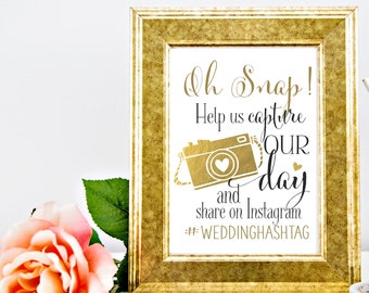 Instagram Wedding Sign | Personalized Wedding Hashtag PRINTABLE | Instant Download