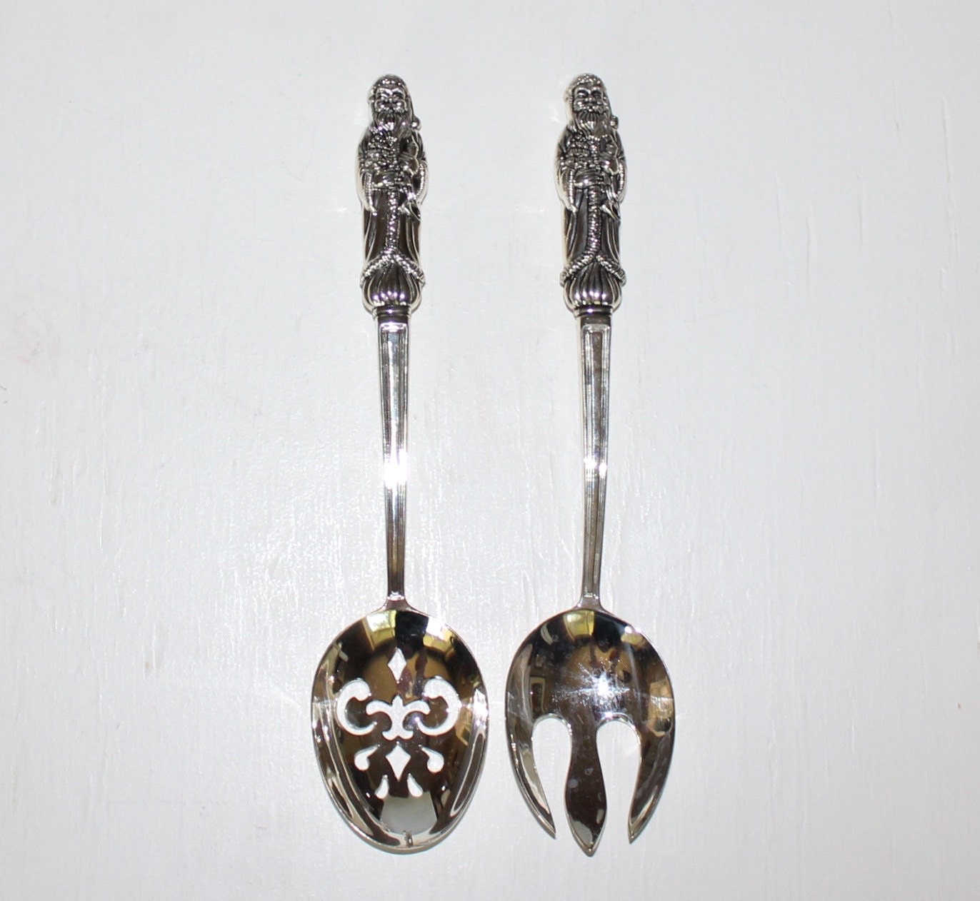 Beautiful Vintage Godinger Silver Art Santa Serving Spoon
