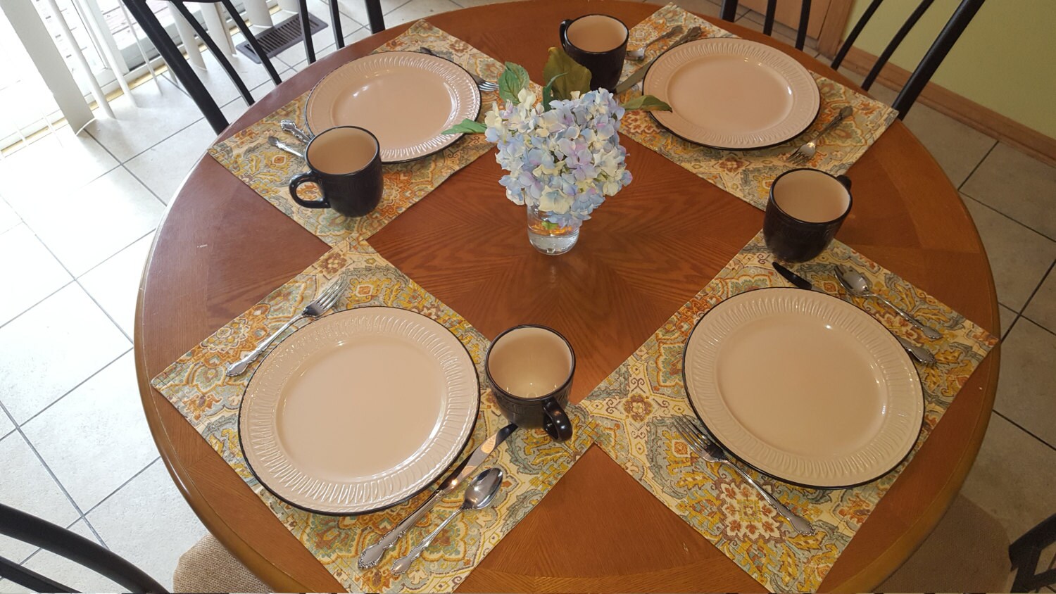 Set of 4 Placemats Tapestry Look Placemats Earth Tone