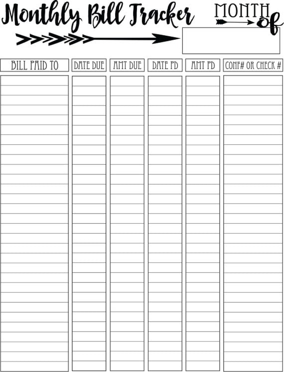 Items similar to Monthly Bill Tracker PDF on Etsy