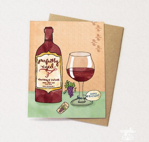 Wine Greeting Card by cynla on Etsy