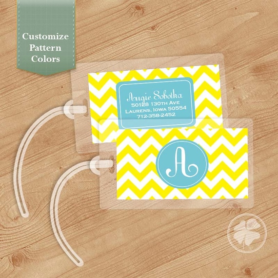 Chevron Luggage Tag, Bag Tag, Backpack Tag, ID Tags, Personalized, Custom Il_570xn