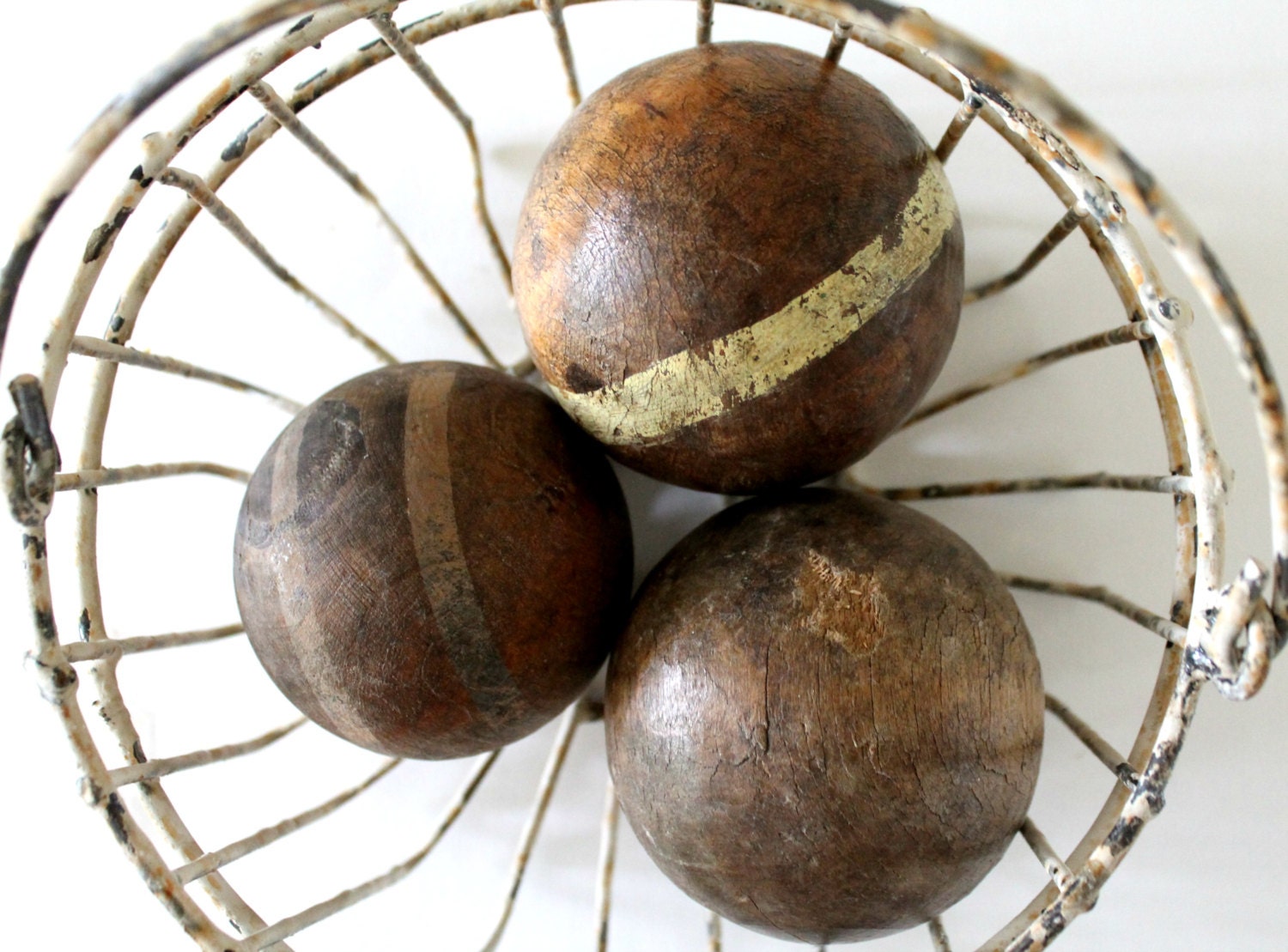 antique wood croquet balls weathered wood instant