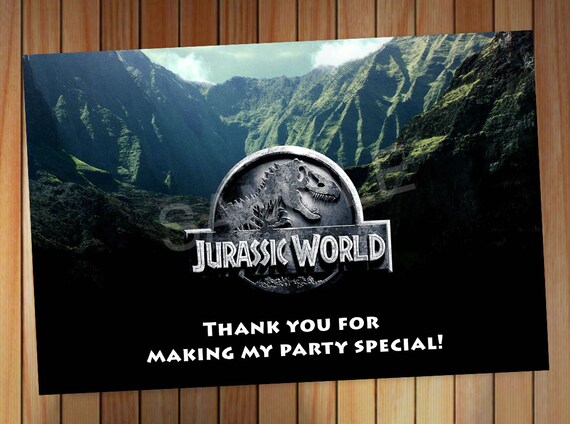 Items similar to Jurassic World Thank you card, Jurrasic Party Invitation, Printable, Instant ...