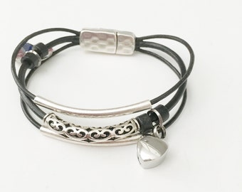 Remembrance Heart Urn Leather Bracelet - In Memory of Addison Ann - Custom - Cremation Jewelry - Memorial Jewelry