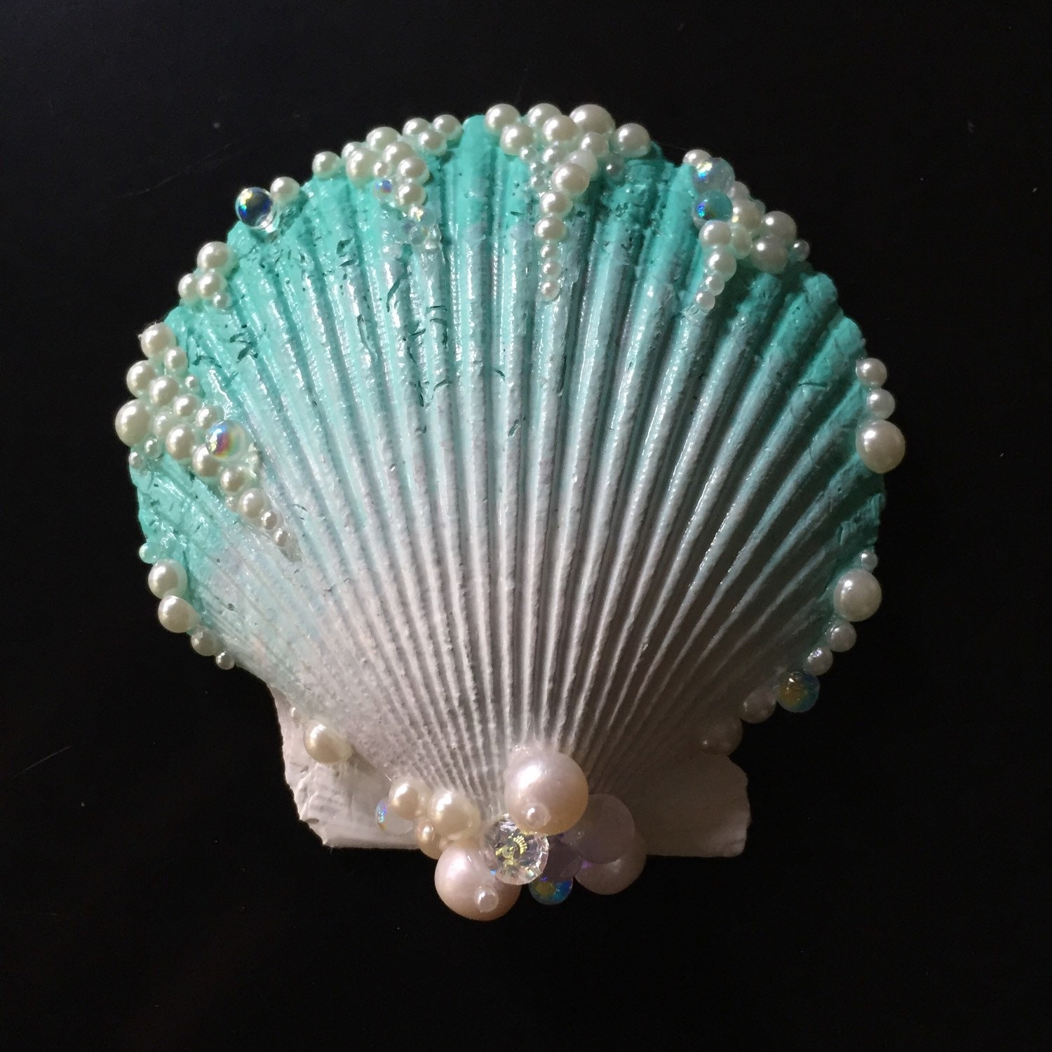 Aqua Seashell Hair Clip by LandlockedM3rmaid on Etsy