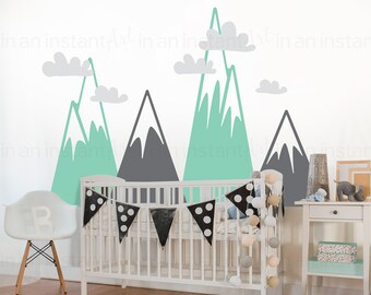 Mountain Wall Decal | Woodland Mountain Nursery Decor | Triangle Mountains for Kids Rooms | Vinyl Wall Decal | Easy Application 153