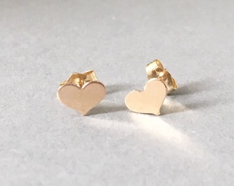 Tiny Heart Post Earrings Gold Fill, Rose Gold Fill, or Sterling Silver