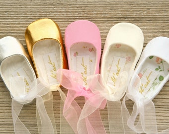 Baby ballet shoes, baby ballerina shoes, white ivory pink gold silver shoes, christening shoes, ballerina baby shower gift, wedding shoes