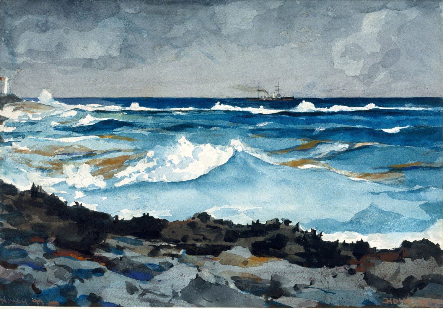 Winslow Homer Watercolor Reproductions. Shore and Surf