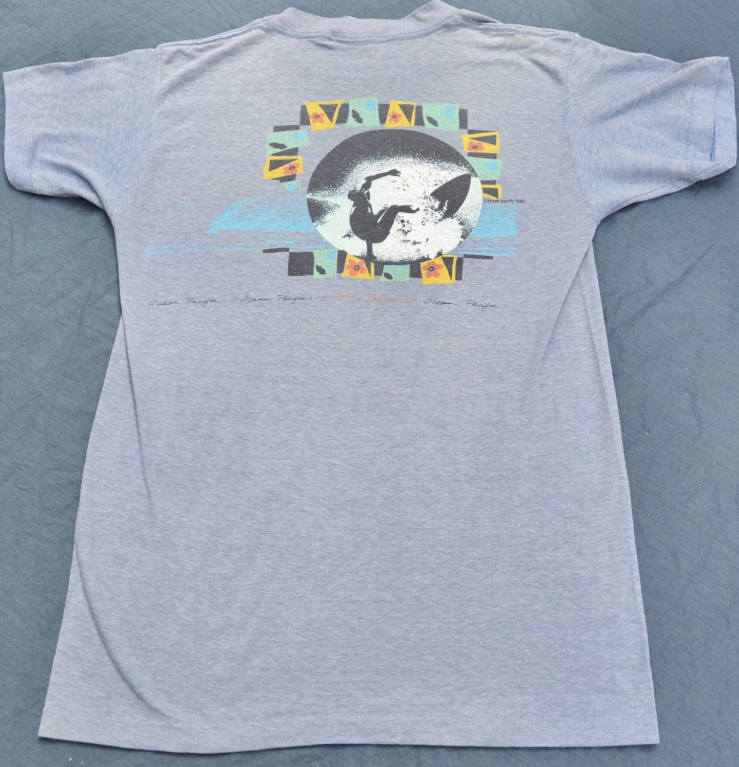 1986 Ocean Pacific Surf Shirt 50/50 Vintage Size M Tee T-Shirt