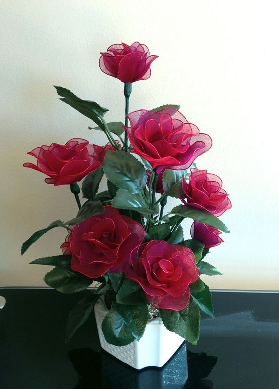 Handmade Nylon Flower Arrangement by LiYunFlora on Etsy