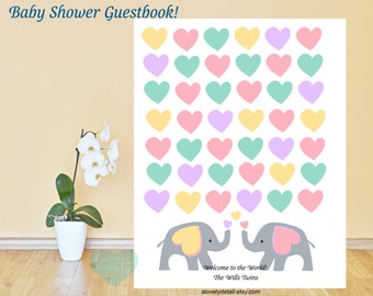 Unique Baby shower guestbook Baby guest book Elephant
