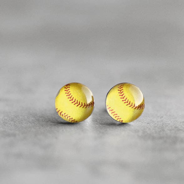 Softball post earrings Surgical steel stud Sport earring