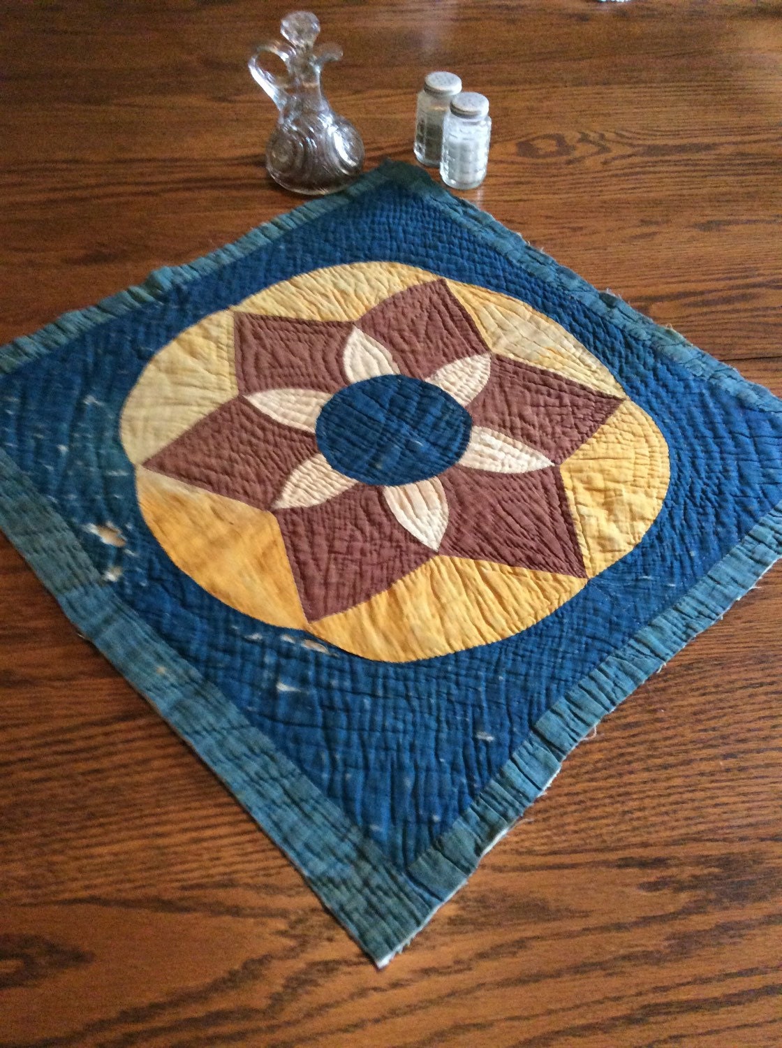 Antique Sunflower Quilt Square/Primative Sunflower Quilt
