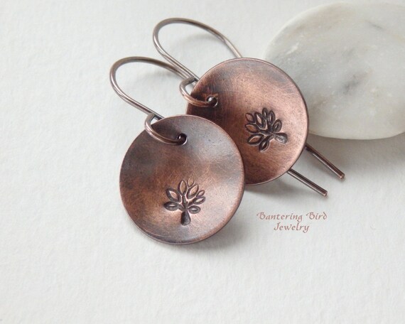 tree of life earrings small copper disk earrings sted tree of life earrings small copper disk earrings sted