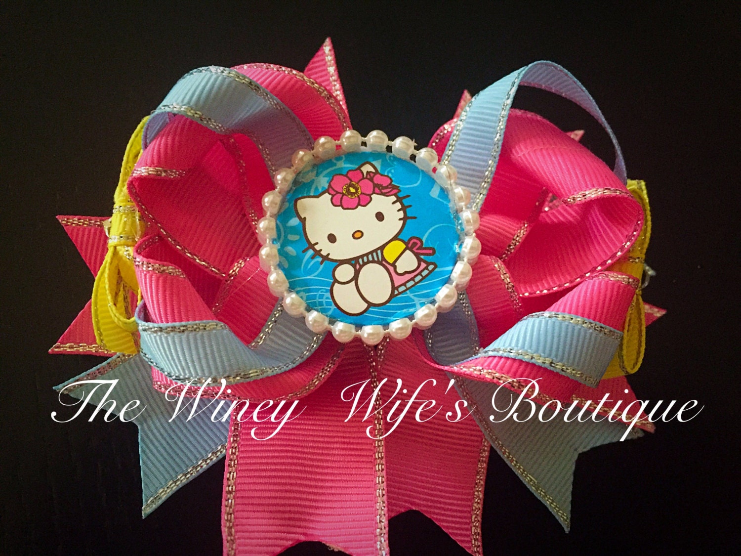 Hello kitty themed boutique bow hello kitty bow stacked