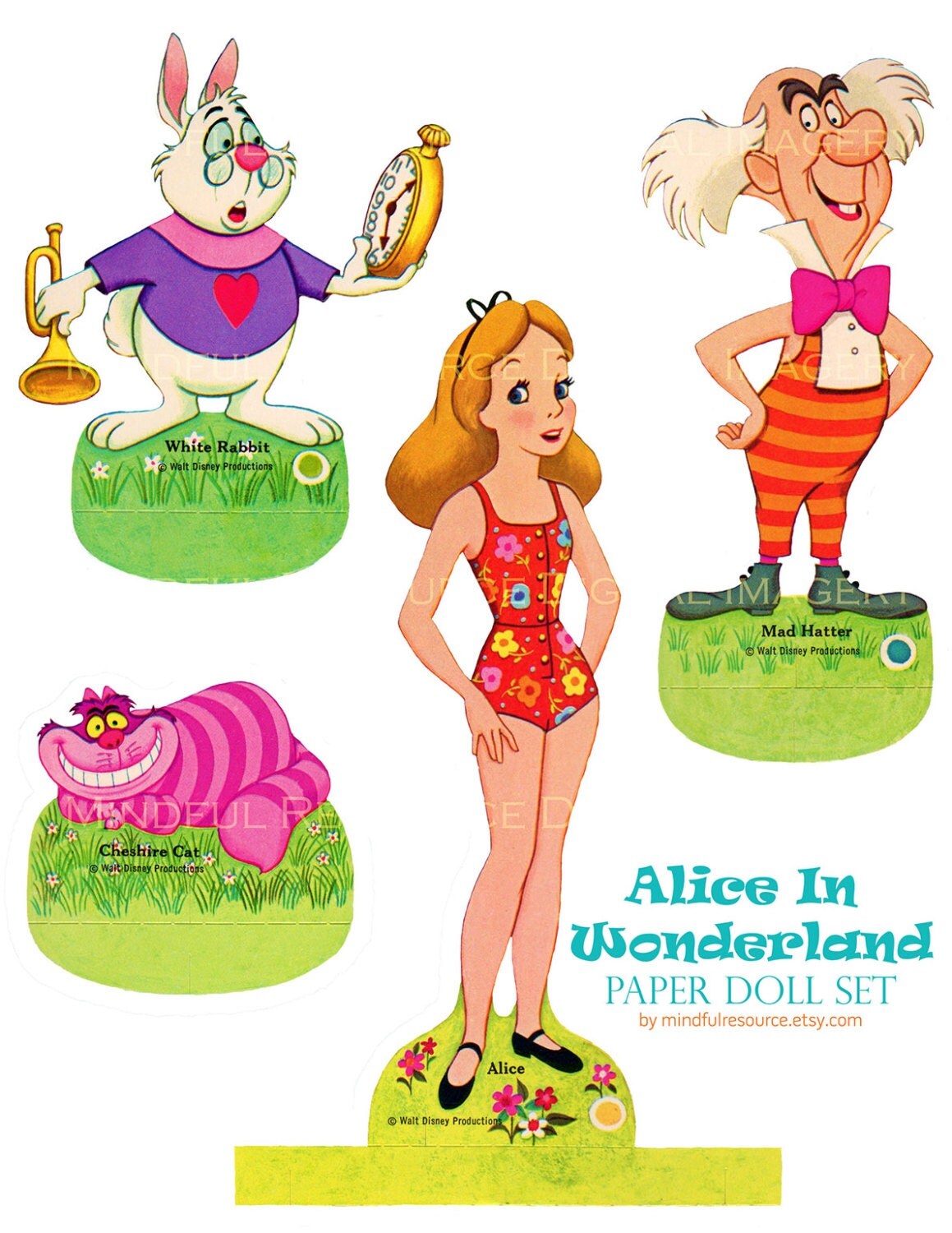 alice in wonderland paper dolls