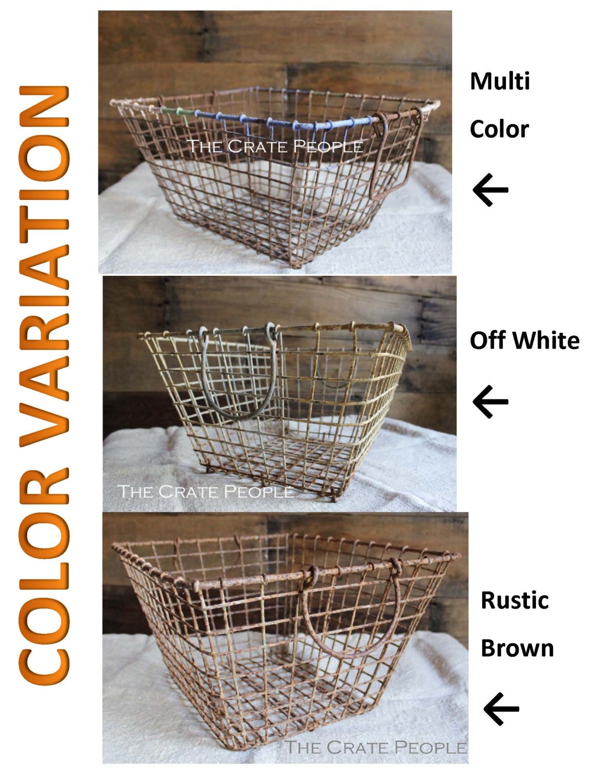 Weathered French Oyster Basket with handles Rustic Metal