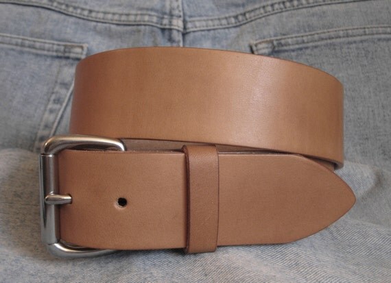 Leather Belt Nude / Natural Leather Belt by AngelLeatherShop