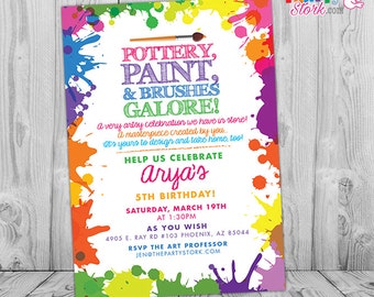Pottery Party Invitation, Pottery Birthday Party Invitation, Girls Pottery Painting Party Invitation, Printable Digital Invite