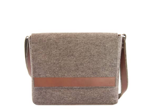 Mens MESSENGER BAG / felt and leather messenger bag / mens satchel / messenger bag for men / mens bag / mens felt satchel / made in Italy