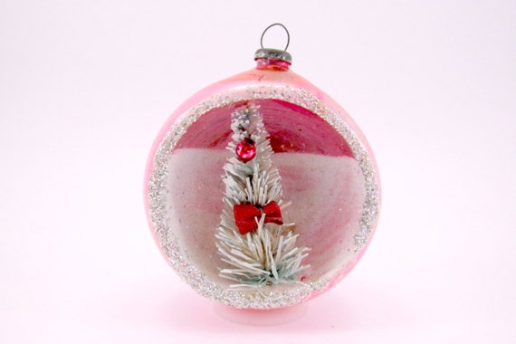 pink vintage mercury glass diorama christmas holiday ornament pink vintage mercury glass diorama christmas holiday ornament