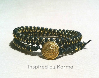West Point, USMA Cadet Button Leather Wrap Bracelet,West Point,Military Jewelry,West Point Jewelry, USMA Bracelet,Wrap Bracelet, Proud Mom