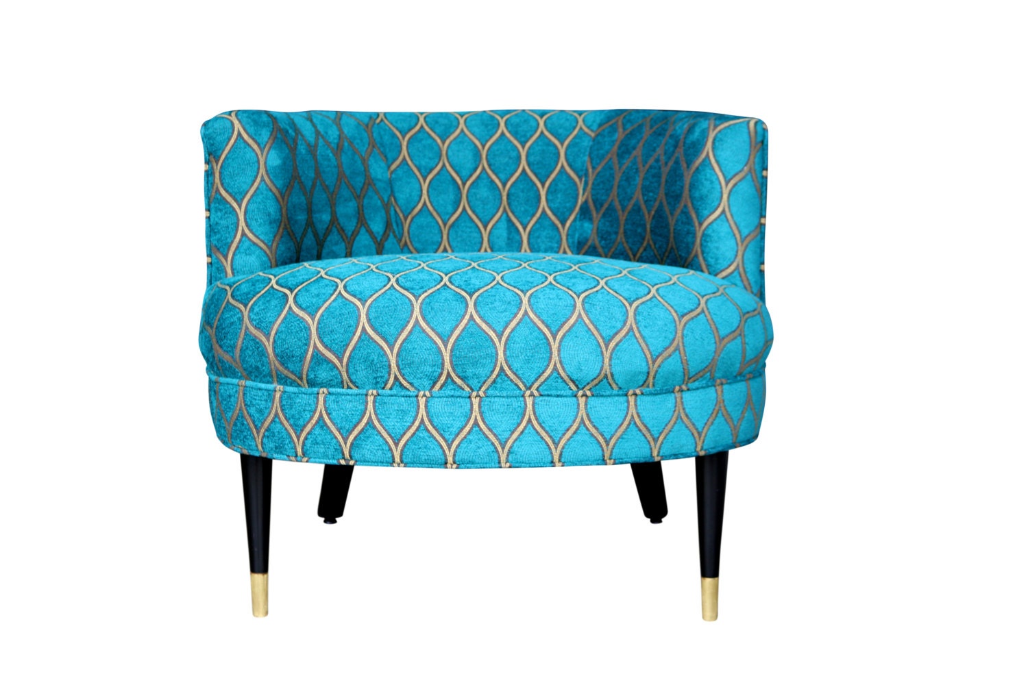 Mid Century Peacock Blue Barrel Back Armchair Haute Juice