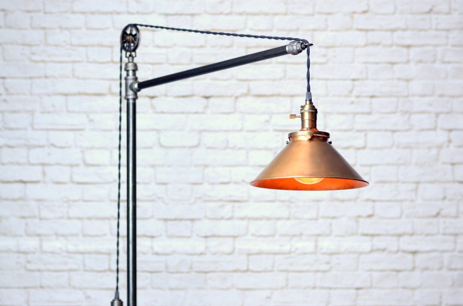 Industrial Floor Lamp Copper Shade Edison Bulb