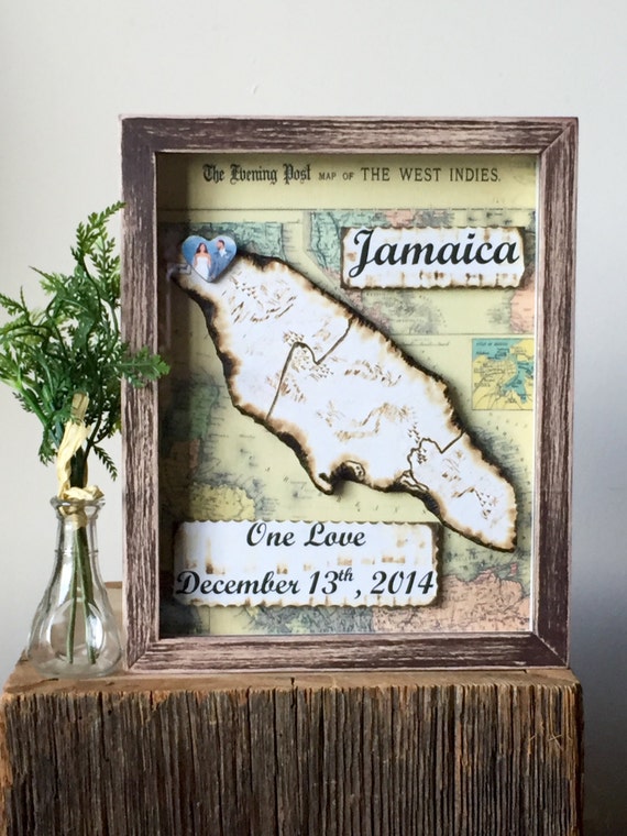  Jamaica  Map Anniversary  Gift Custom Map Framed Map Art