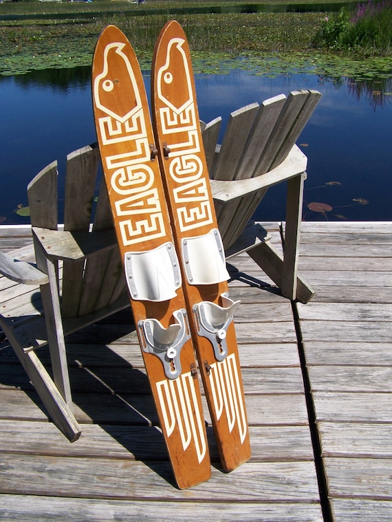 Vintage Wooden Water Skis.Eagle Water Skis.Child's Water