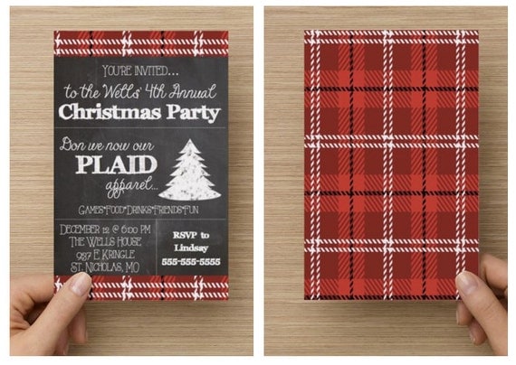 Plaid Christmas Invitations 2