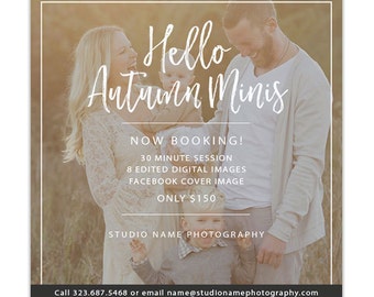 Fall Mini Session Template, Photography Marketing Templates, Marketing Board, Advertisement Template, Photoshop Templates - AD222