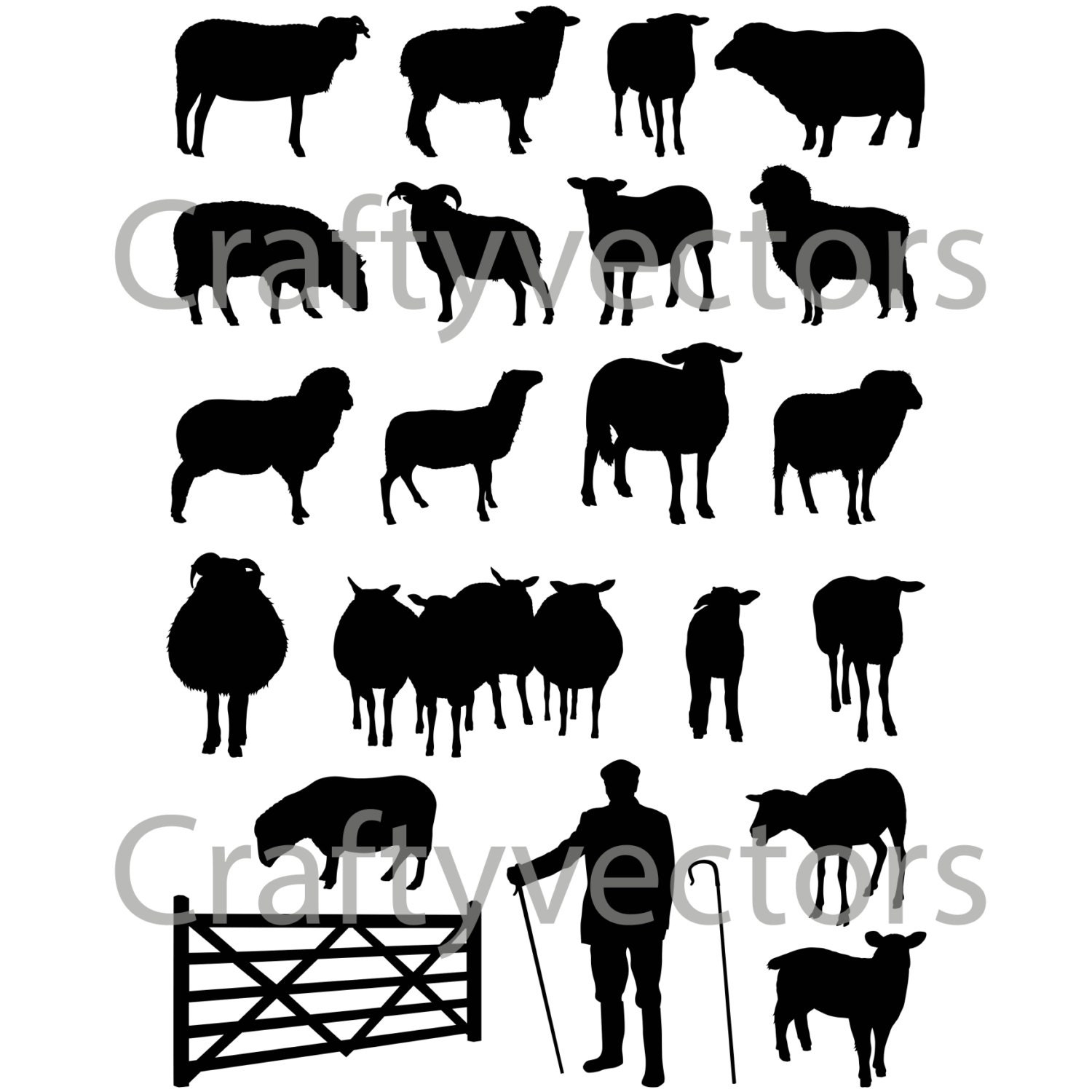Download Sheep Silhouettes Vector File SVG