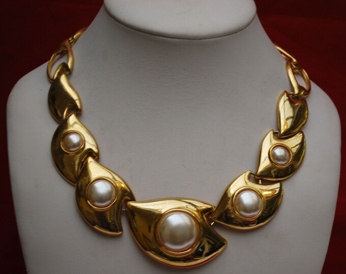 Napier Chunky necklace Gold Pearl Folio collection Book piece Link necklace