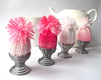 SALE - 25% Off! Knitted Egg Cozy Set of 4. Egg Cozy. Egg Hat. Egg Warmer. Neon Colors Knitted Egg Cozy.