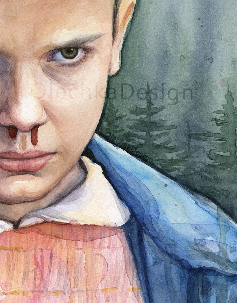 Eleven from Stranger Things Portrait Watercolor Art Print