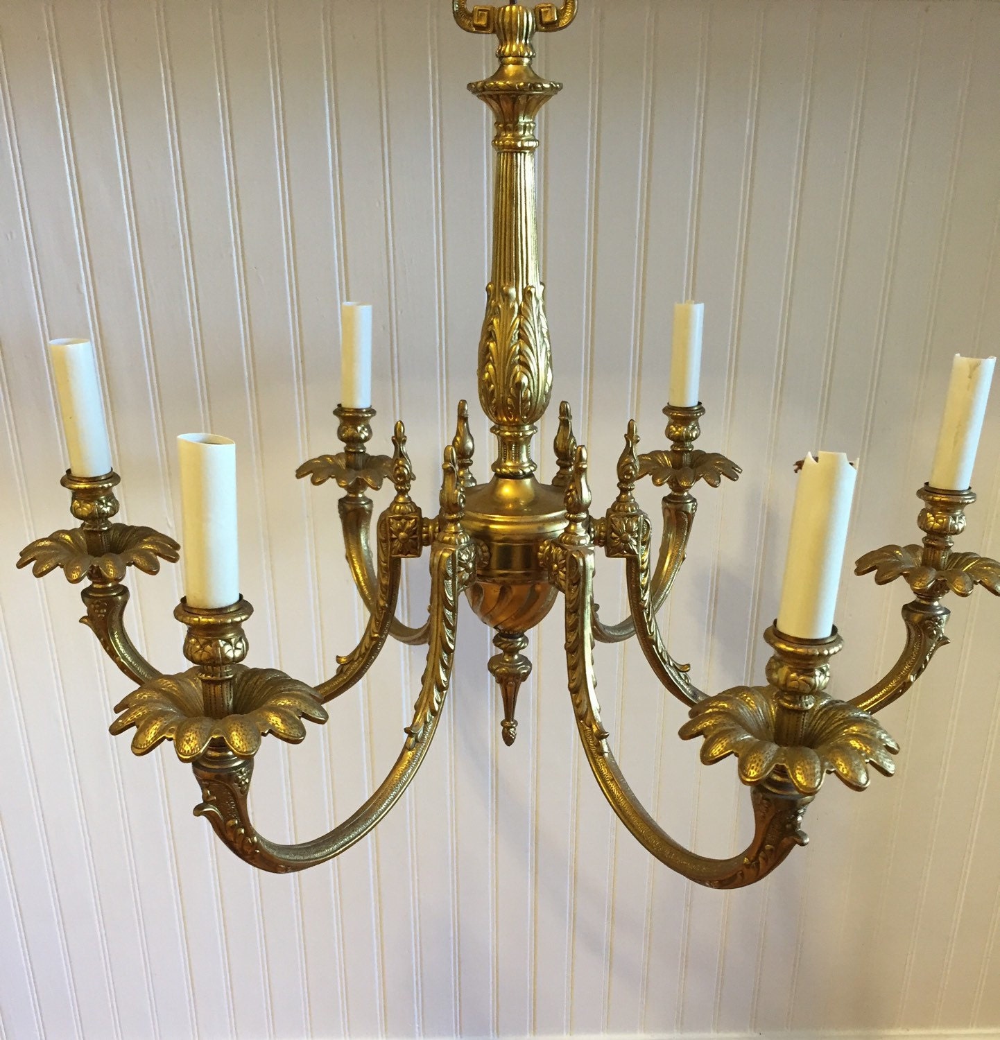 SPANISH BRASS CHANDELIER Solid Brass 6 Arm Heavy Made In   Il Fullxfull.1012086125 P7fx 