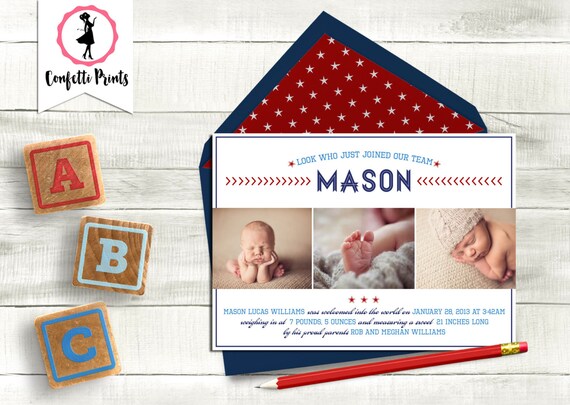 Baseball Baby Announcement | Sports Baby Announcement | Announce Baby | Baby Photo Announcement | Baby Photo Card - JOINED THE TEAM Il_570xn
