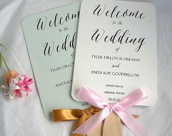 Wedding Fans Rustic Wedding Program Fan Rustic Fans Ivory Turquoise Mint Green Program Fans Wedding Paddle Fan Program Fan Custom Any Color