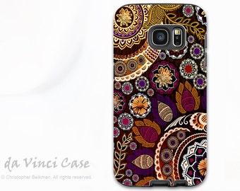 Fall Paisley Galaxy S7 Case - Premium Dual Layer Samsung Galaxy S 7 Case with Floral Art - Autumn Mehndi