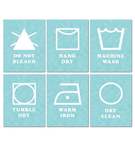 Laundry Room Wall Decor Set of 6 prints Laundry Symbols