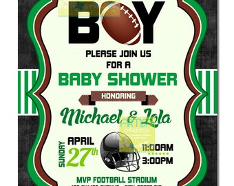 American Football Boy Baby Shower Invitation, Football Baby Shower Invitation, Its a Boy Baby Shower Invitation, Football Boy Baby Shower In