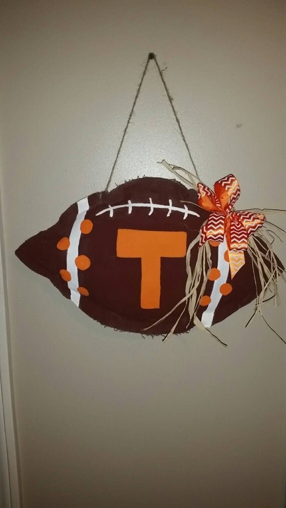 Football Burlap Door Wall Hanger Any Team by mylittlechickencoop
