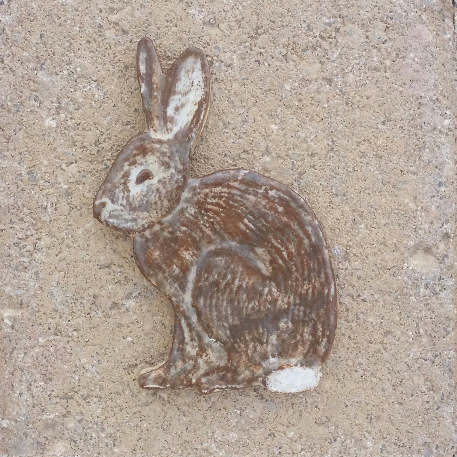 Tile 4" Bunny Original Handmade Unique Ceramic Art Tile for Mosaic