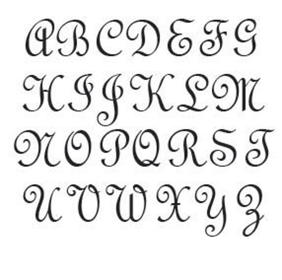 French Script font 1 inch alphabet letters monogram machine