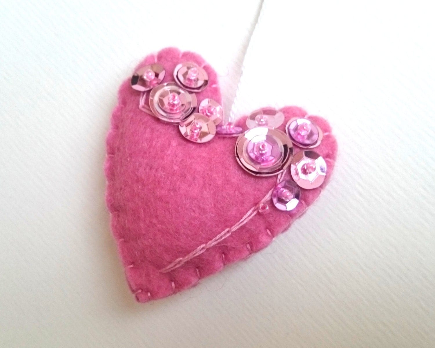 Heart ornament felt ornaments Valentine's day pink