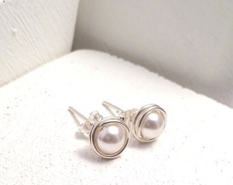 Pearl Stud Earrings | Sterling Silver | Bridal Jewellery UK | Wedding Jewellery | Sterling Silver Pearl Earrings | Pearl Earrings UK